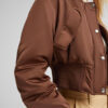 Cropped Satin Bomber Jacket - Image 3