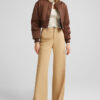 Cropped Satin Bomber Jacket - Image 4