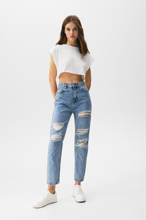 Ripped Mom Jeans – Contains Recycled Cotton			No calificado todavía.		